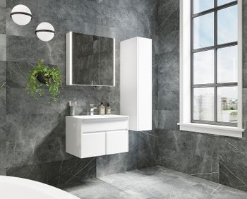 Зеркальный шкаф Roca Up 80 ZRU9303017 с подсветкой Белый глянец — фото 4, Зеркальные шкафы в ванную