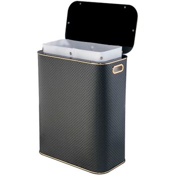 Корзина для белья Geralis PBG-Bb Punto Черная, кант Золото, стандартная — фото 3, Корзины для белья