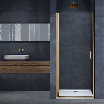 Душевая дверь Vincea Alpha 80 VDP-3AL800CLG профиль Брашированное золото стекло прозрачное — фото 1, Распашные душевые двери