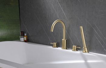 Смеситель на борт ванны Abber Wasser Kreis AF8113G Золото матовое — фото 2, Смесители на борт ванны