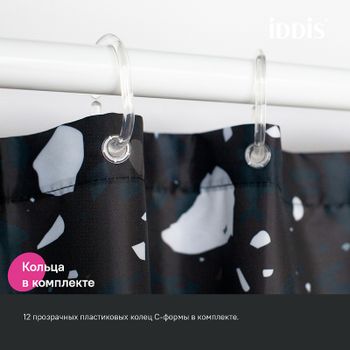 Штора для ванны Iddis Base 180х200 BT02P18i11 Черная — фото 6, Шторы для ванной