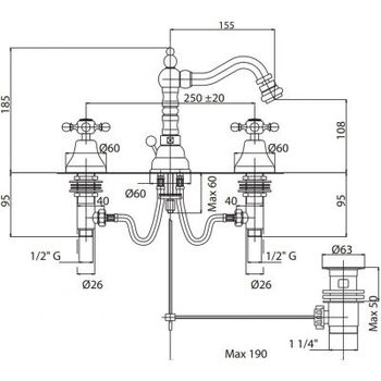 Смеситель для биде Cezares Lord LORD-BBS2-02 Бронза — фото 2, Смесители для биде