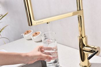 Смеситель для кухни Paulmark Tornado To213402-G Золото — фото 12, Смесители для кухни