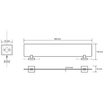 Стеклянная полка Bemeta Beta 132102042 Хром — фото 2, Полки для ванной и душа