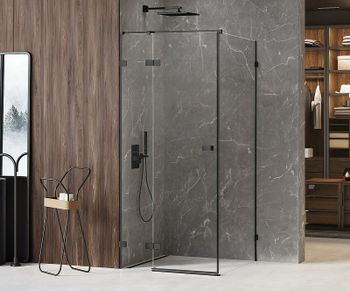 Душевой уголок New Trendy Avexa Black 100x100 L EXK-1590 профиль Черный стекло прозрачное — фото 2, Квадратные душевые уголки