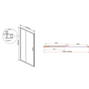 Душевая дверь Vincea Garda 110 VDS-1G110CLGM профиль Вороненая сталь стекло прозрачное — фото 6, Раздвижные душевые двери