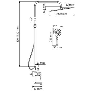 Душевая система WasserKRAFT A166.117.127.010.CH Хром — фото 12, Душевые стойки