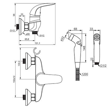 Гигиенический душ со смесителем Damixa Eclipse 318000000 Хром — фото 4, Гигиенические души