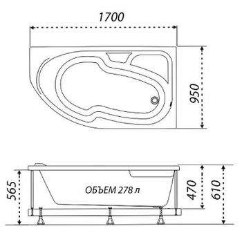 Акриловая ванна Triton София 170х95 R Щ0000046120 без гидромассажа — фото 7, Акриловые ванны