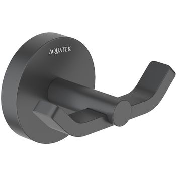 Двойной крючок Aquatek Бетта AQ4602MB Черный матовый — фото 1, Крючки для полотенец
