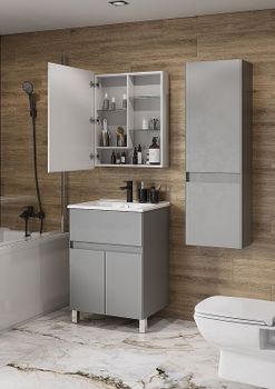 Тумба под раковину Aquaton Форест 60 1A278201FR4D0 Туманный серый — фото 6, Тумбы под раковину