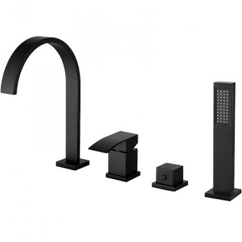 Смеситель на борт ванны Abber Wasserfall AF8613B Черный матовый — фото 1, Смесители на борт ванны