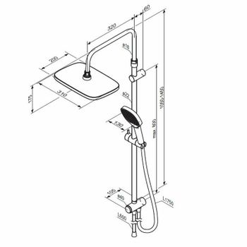 Душевая система Damixa Merkur 940000300 Черная матовая — фото 7, Душевые стойки