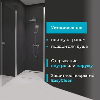 Душевая дверь  80*195 RGW Dolphin TN-03 Хром/Прозрачное/6 мм (Easy) — фото 2, Распашные душевые двери