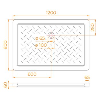 Душевой поддон  80*120*6 RGW CR-128 /Прямоуг Ø 60 мм Керамический — фото 6, Керамические душевые поддоны