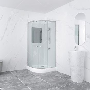 Душевая кабина 100*100*200 RGW AN-208 Полукруг/Мат.хром/Прозрачное/5 мм (3 уп.) — фото 3, Душевые кабины