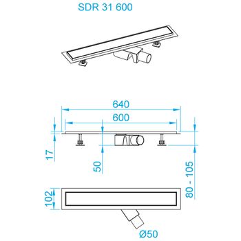 Душевой трап RGW SDR-31B-60 прямой 600 черный Ø 50 мм на ножках, с решеткой — фото 6, Трапы для душа