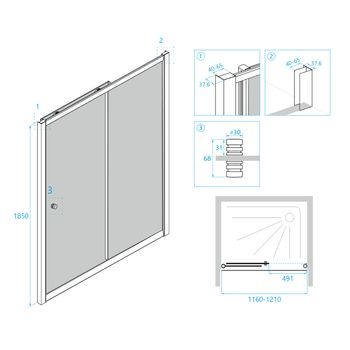 Душевая дверь  (116-121)*185 RGW CL-12 Хром/Прозрачное/5 мм (Easy) — фото 4, Раздвижные душевые двери