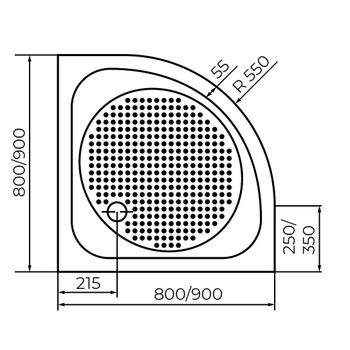 Душевой поддон  80*80 RGW LUX/TN-Р /Полукруг Ø 60 мм  (FW5-5) (Литой) — фото 3, Акриловые душевые поддоны