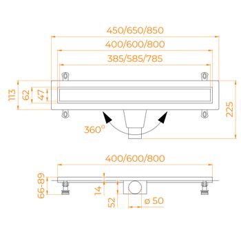 Душевой лоток прямой INRAIN SRL-31-60 600 Ø 50 мм черный — фото 9, Душевые лотки