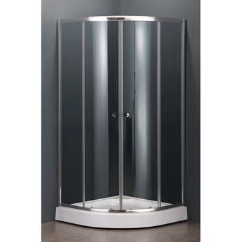 Душевой уголок 100*100*185 TN-209-J Полукруг/Хром/Прозрачное/5 мм — фото 1, Душевые уголки четверть круга