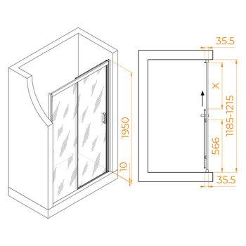 Душевая дверь 120*195 RGW PA-017-B Чёрный/Матовое/6 мм (Easy) — фото 5, Раздвижные душевые двери