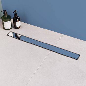 Душевой лоток Drain Leo-11-40 прямой 400 хром Ø 40 мм на ножках, с переходником 40/50 — фото 1, Душевые лотки