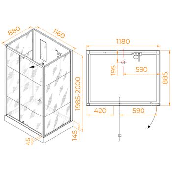 Душевая кабина  90*120*200 RGW AN-207 Прямоуг./Белый/Frost Line/5 мм (3 уп.) — фото 5, Душевые кабины