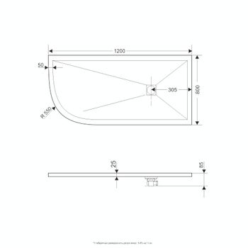 Душевой поддон IN AR-80120 Белый Асимметрия 80*120(Правый) — фото 2, Душевые поддоны из искусственного камня