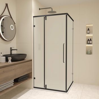 Душевой уголок  90* 90*185 RGW CL-035-B Квадрат/Чёрный/Матовое/6 мм — фото 1, Квадратные душевые уголки