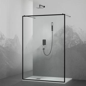 Душевая перегородка 120*200 RGW WA-017-B  Чёрный/Прозрачное(Принт)/8 мм — фото 2, Душевые перегородки