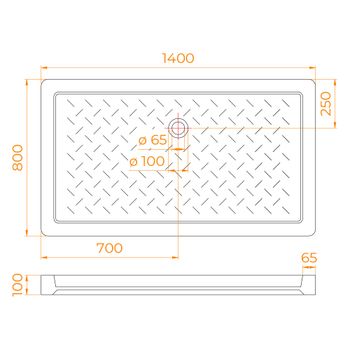Душевой поддон  80*140*10 RGW CR-148 /Прямоуг Ø 60 мм Керамический — фото 5, Керамические душевые поддоны