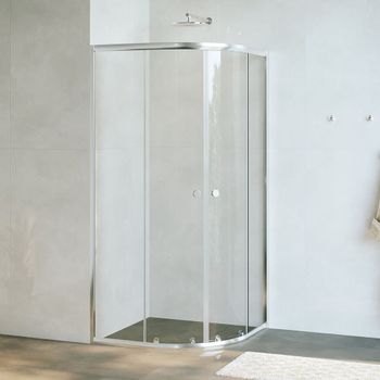 Душевой уголок  80*80*185 TN-204-J Полукруг/Хром/fabric/5 мм — фото 1, Душевые уголки четверть круга