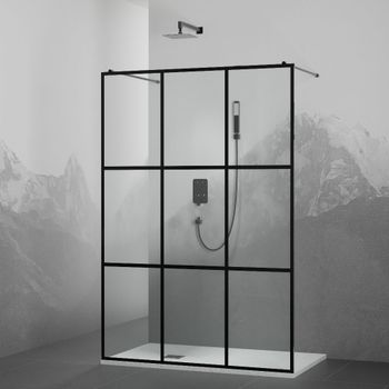 Душевая перегородка 120*200 RGW WA-018-B  Чёрный/Прозрачное(Принт)/8 мм — фото 2, Душевые перегородки