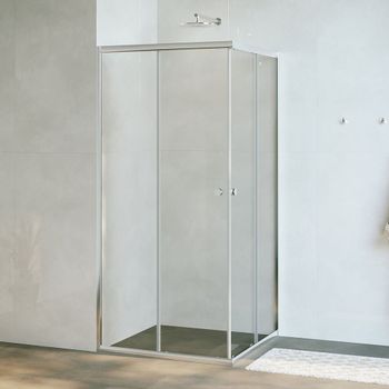 Душевой уголок  80*80*185 TN-205-J Квадрат/Хром/fabric/4 мм — фото 1, Квадратные душевые уголки