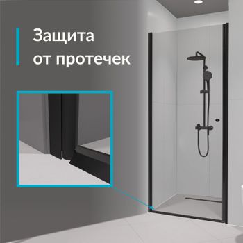 Душевая дверь  90*195 RGW Dolphin TN-03-B Чёрный/Прозрачное/6 мм (Easy) — фото 4, Распашные душевые двери