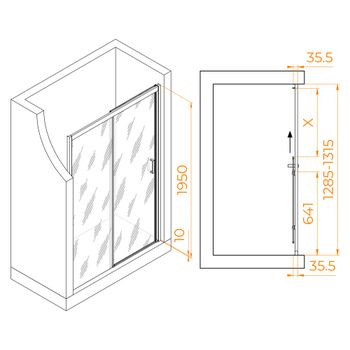 Душевая дверь 130*195 RGW PA-017 Хром/Матовое/6 мм (Easy) — фото 5, Раздвижные душевые двери