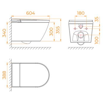 Унитаз умный подвесной c черной кнопкой RGW SW-70-B  белый  (с инсталляцией и кнопкой смыва) 2 уп) — фото 7, Умные унитазы