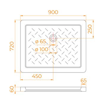 Душевой поддон  72*90*6 RGW CR-097 /Прямоуг Ø 60 мм Керамический — фото 7, Керамические душевые поддоны
