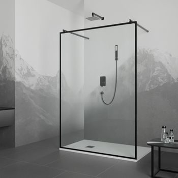 Душевая перегородка 120*200 RGW WA-017-B  Чёрный/Прозрачное(Принт)/8 мм — фото 3, Душевые перегородки