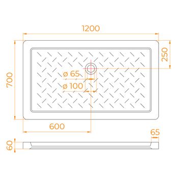 Душевой поддон  70*120*6 RGW CR-127 /Прямоуг Ø 60 мм Керамический — фото 6, Керамические душевые поддоны
