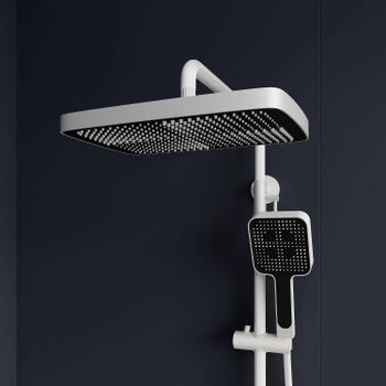 Душевая стойка RGW SP-35-W Белая Головной душ/Термостат (Гигиенический душ) — фото 3, Душевые стойки