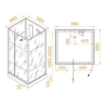Душевая кабина  90*100*200 RGW AN-207 Прямоуг./Белый/Frost Line/5 мм (3 уп.) — фото 5, Душевые кабины