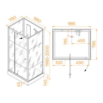 Душевая кабина  80*100*200 RGW AN-207 Прямоуг./Белый/Frost Line/5 мм (3 уп.) — фото 6, Душевые кабины