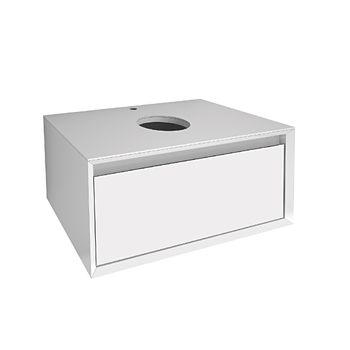 Тумба INSIGHT, 80 см, подвесная, стеклянная столешница с отверстиями для установки накладного умывал — фото 6, Тумбы под раковину