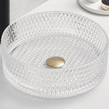 Раковина-чаша CeramaLux 36 GL01 прозрачная — фото 1, Раковины накладные