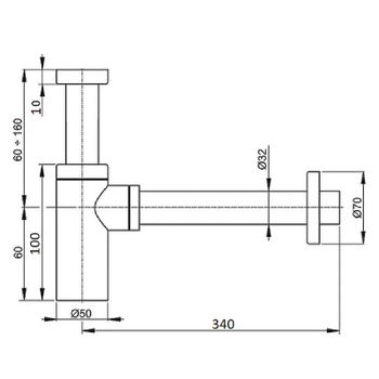 Сифон для раковины CeramaLux С-058MB Черный матовый — фото 2, Сифоны для раковины