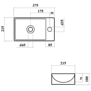 Раковина Bond 38 R S12-380R Белая глянцевая — фото 2, Мини-раковины