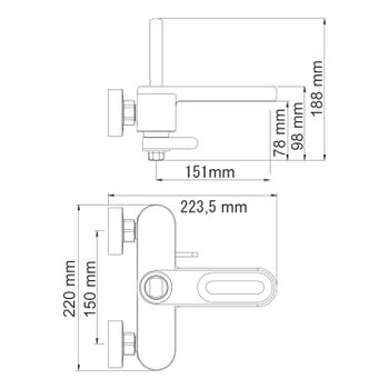 Kammel 1801 Смеситель для ванны с коротким изливом — фото 11, Смеситель для ванны