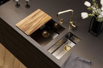 Мойка для кухни KOMBINO 50 MONARCH ANTRACITE SAT-90 542X442X195 U в компл. с выпуском без сифона, — фото 5, Кухонные мойки